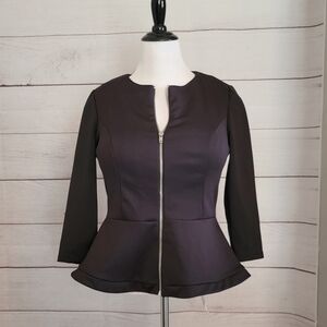 Bar III Black Zipper Peplum Jacket - Size Large